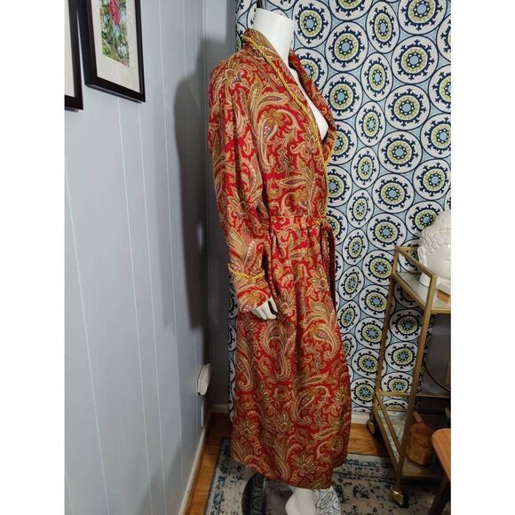 Victoria's Secret Classic 100% Silk/Wool Blend Full-Length Brocade Dressing Gown - Picture 2 of 7